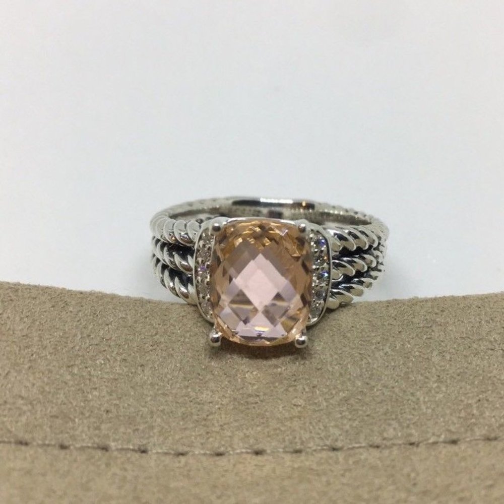 David Yurman Petite Wheaton Morganite Ring Size 7